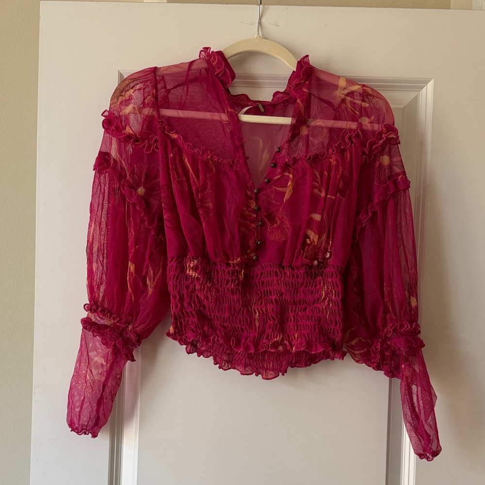 Elegant Pink Sheer Women's Top